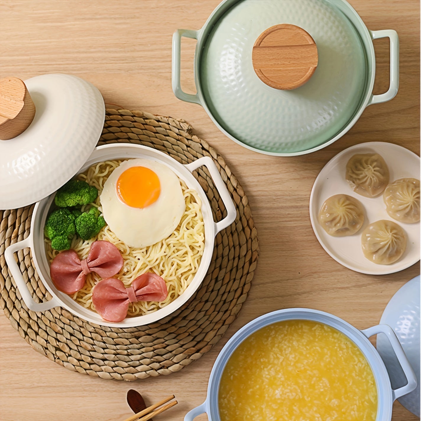 Olla de aluminio para sopa y fideos con revestimiento antiadherente, apta para inducción, ideal para hogar y restaurante