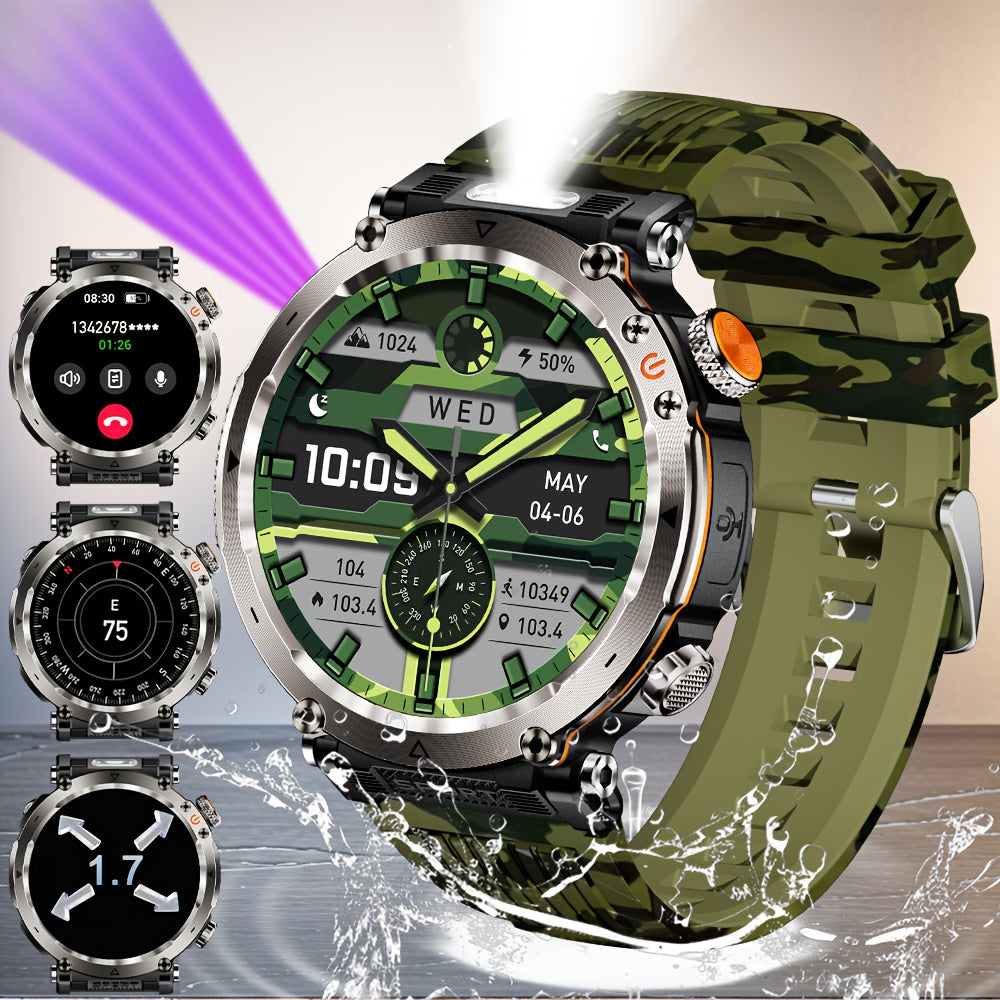 Men's Outdoor 1.7 Inch Smartwatch with IP68 Waterproof 5.0 Wireless 100+ Sports Modes