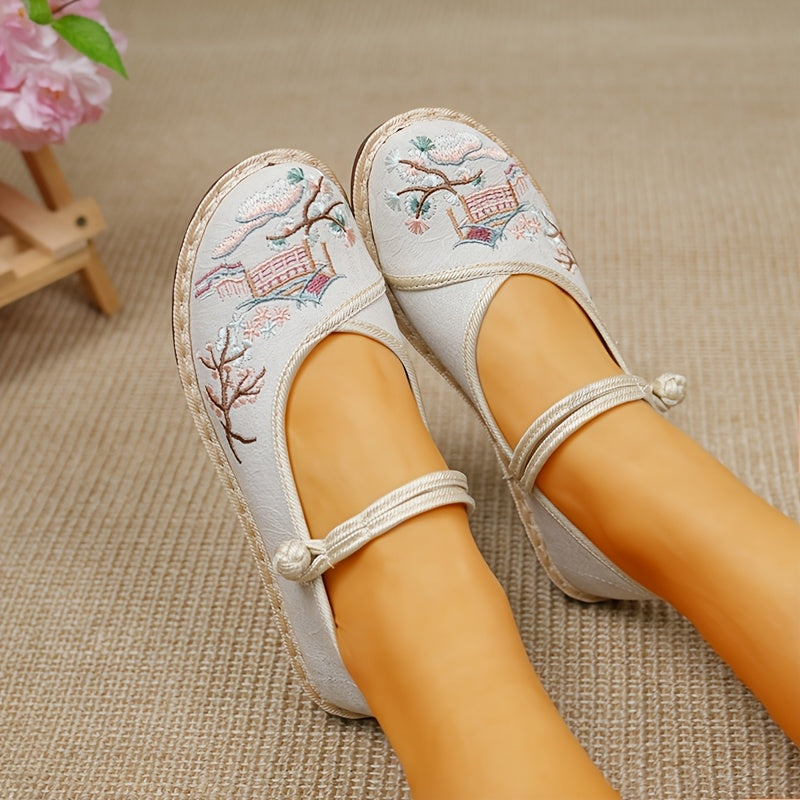 Женские мягкие тканевые туфли весна этнический ретро вышивка комфорт