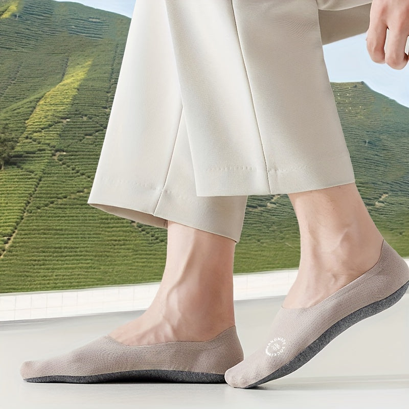 Men's Summer Breathable Mesh Boat Socks Pack of 5 Non-Slip Casual Sports Nylon Spandex