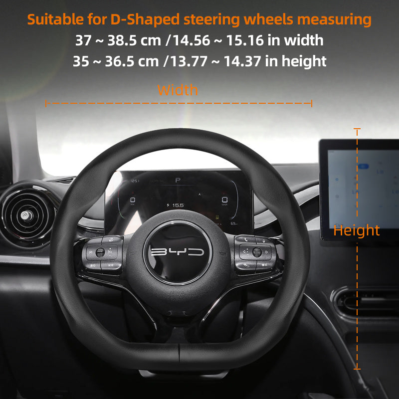 Universal avtomobil boshqaruv g'ildiragi qopqog'i nafas oladigan PU charm qora 37-38.5cm