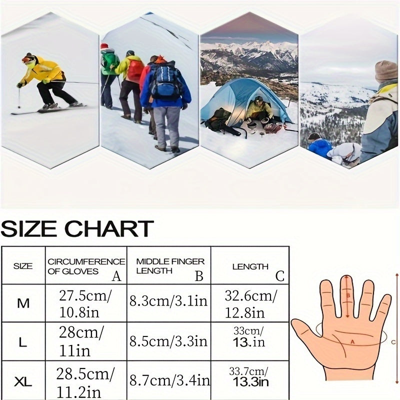 Waterproof Snowboard Gloves for Men and Women - Touchscreen Knit Fabric Warm Winter Gloves