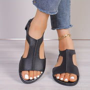 Women's Flat Sandals Solid Color Open Toe Slip-On Summer Lightweight Casual
