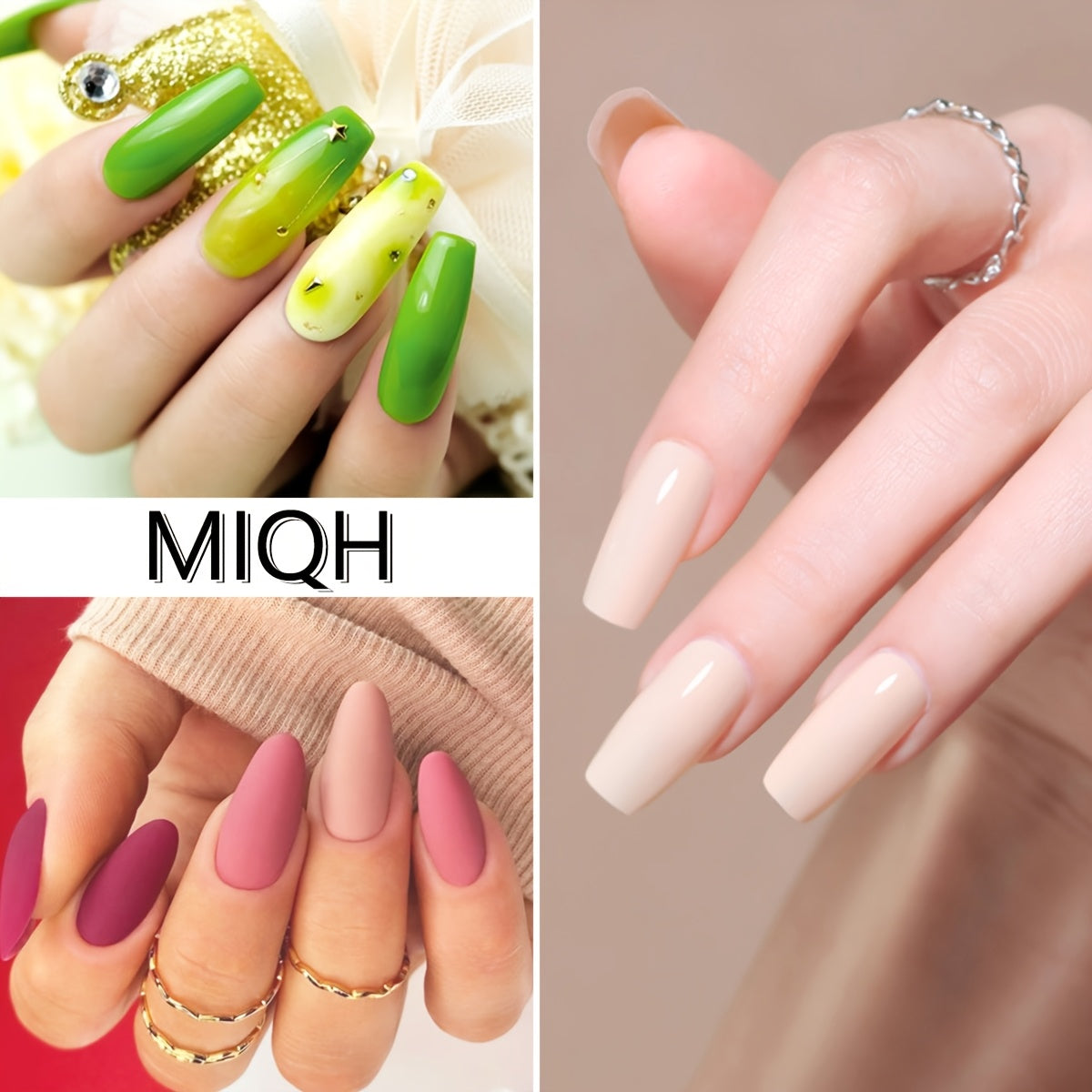 7-Piece Gel Nail Polish Set Black White Nude Semi-Permanent UV LED Soak Off