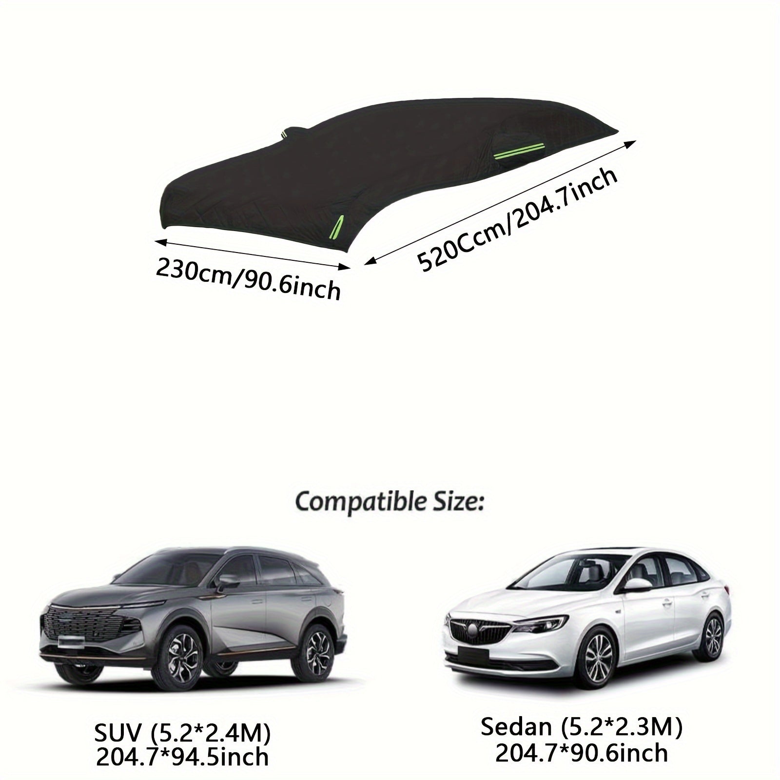 Hashamatli to'quvli havo himoyasi avtomobil qoplamasi, qalin plush materialdan, qora/yashil, ko'pchilik transport vositalariga mos keladi, avtomobilni himoya qilish aksessuarlari