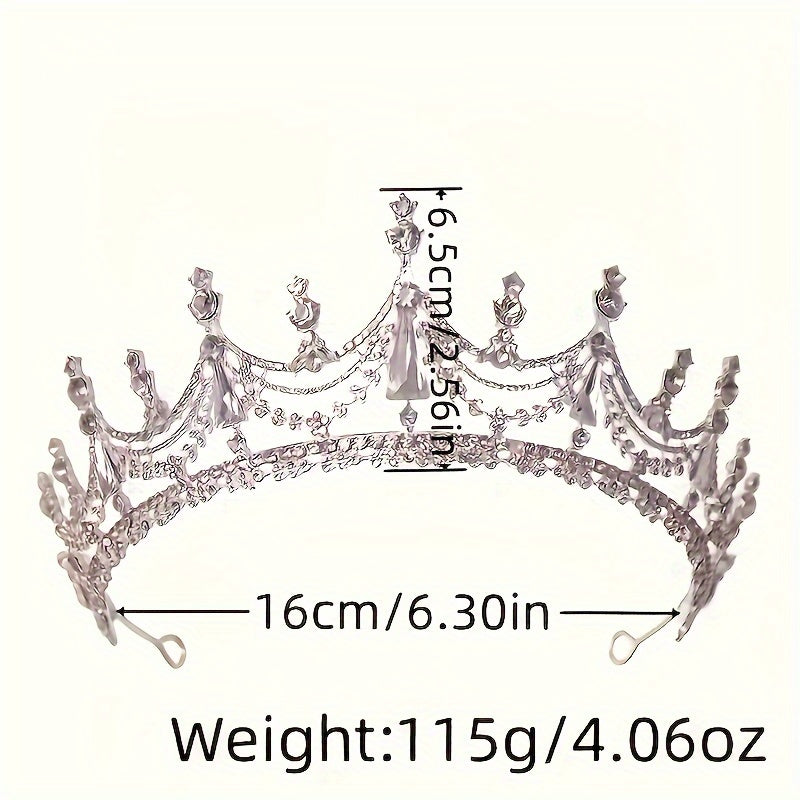 Rhinestone Crown Headband for Brides Women Wedding Hair Accessory Zinc Alloy