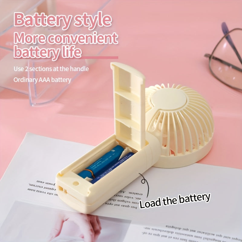 Портативный вентилятор в розовом и белом цвете, работающий на батарейках, идеально подходит для офиса, отдыха на природе, путешествий, кемпинга, чтобы оставаться прохладным
