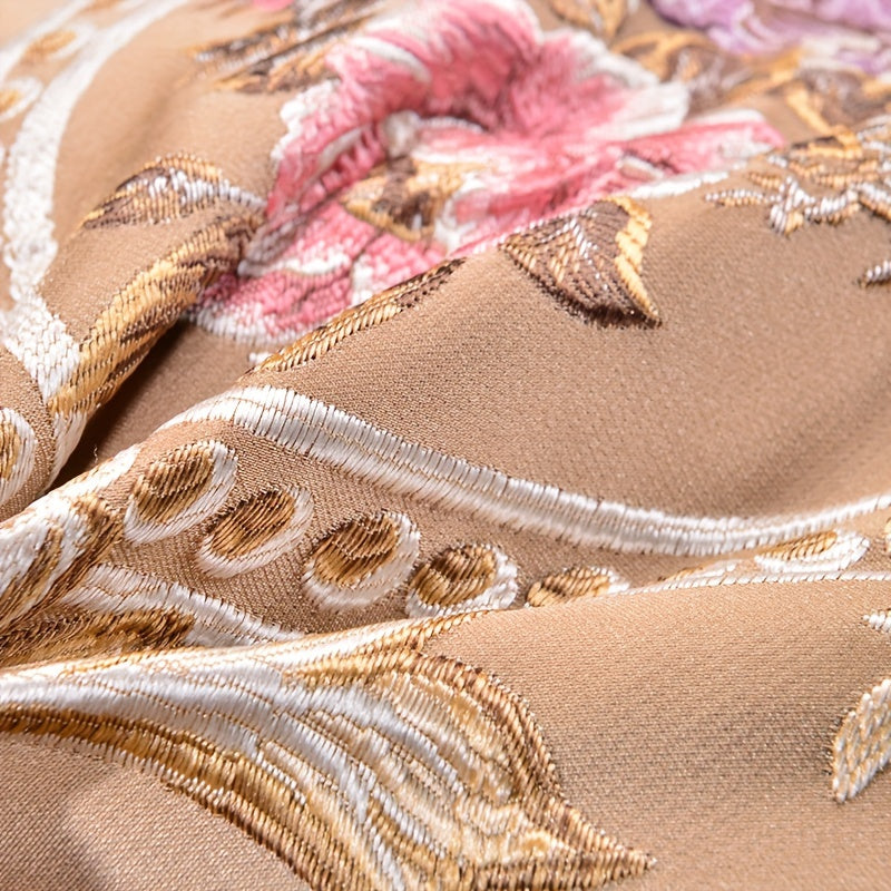 Embroidery Rose Floral Jacquard Square Throw Pillow Cover Single-Sided Home Decor