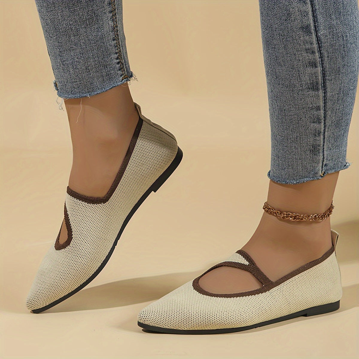 Women's Slip-On Flats with Pointed Toe and Rubber Sole for All Seasons