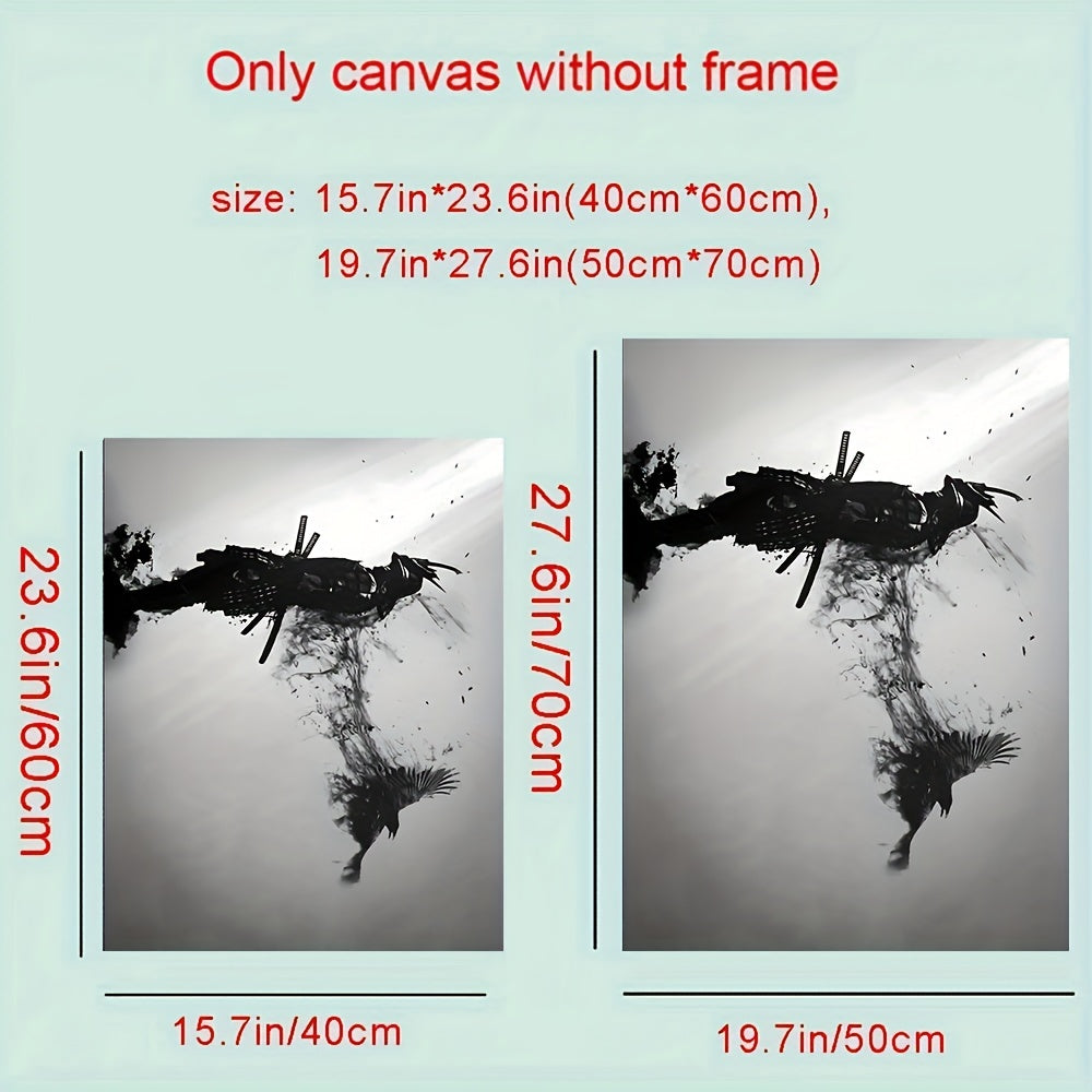 Black and White Japanese Samurai Wall Art Poster Canvas Painting for Living Room Decor