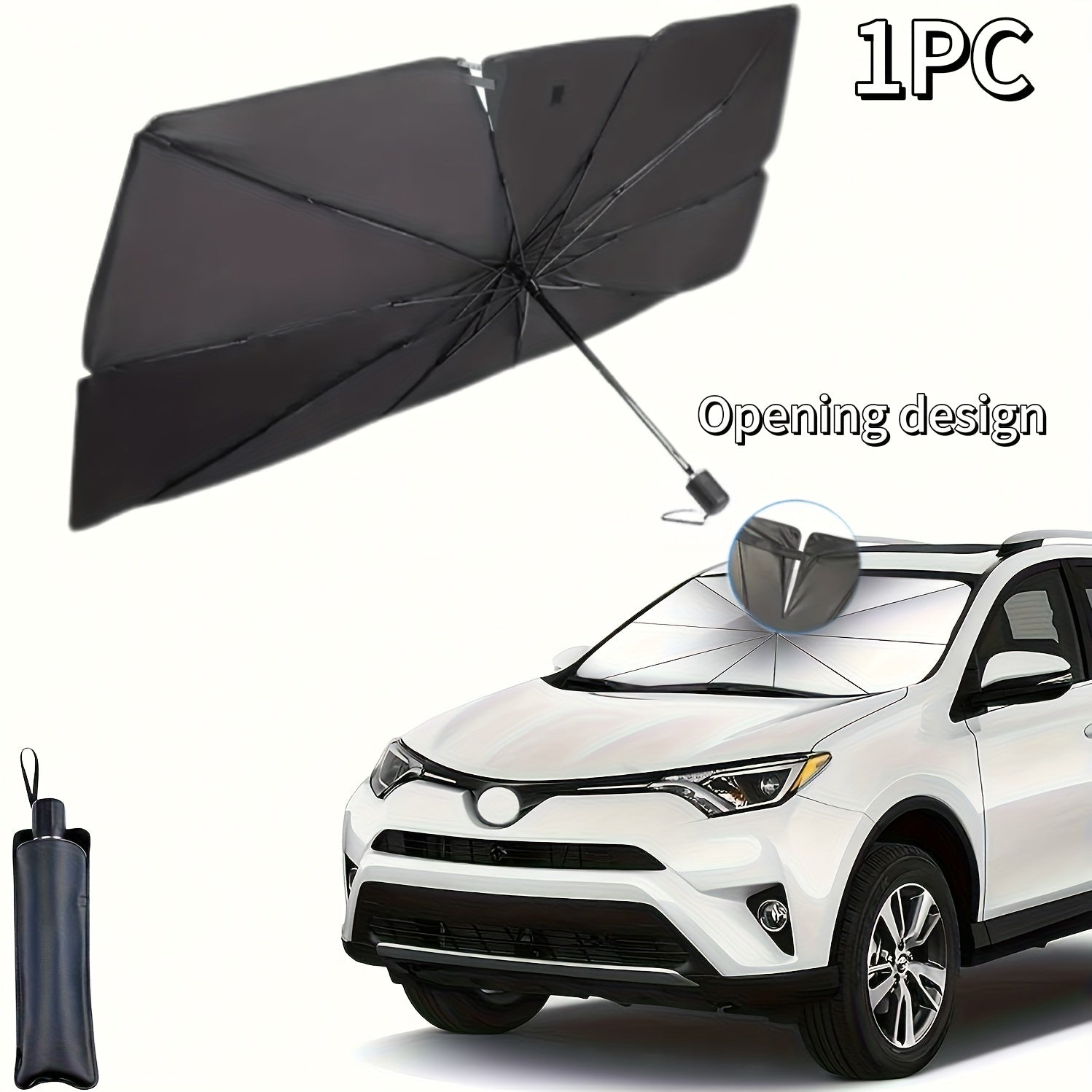 Car Sunshade Portable Windproof Retractable Umbrella Sun Protection
