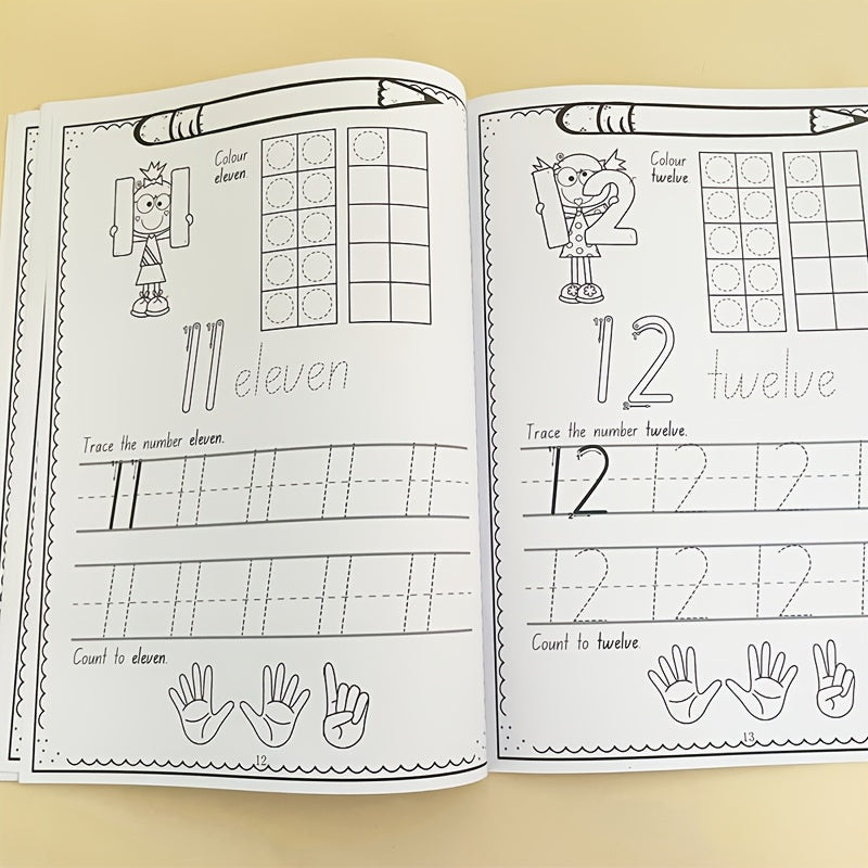 Children's A4 Writing and Coloring Workbook for Numbers 0-30 Developing Grip and Control