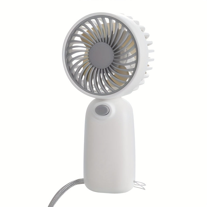 Portable Handheld Fan with Multi-Color Blades, Lightweight Plastic, Battery Operated for Office Travel Camping