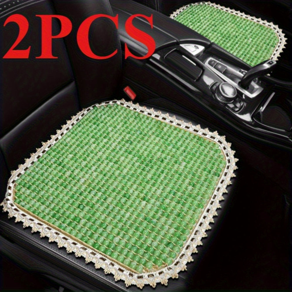 Women’s Emerald Green Resin Car Cushion Set, Breathable Cooling Pads Three-Piece