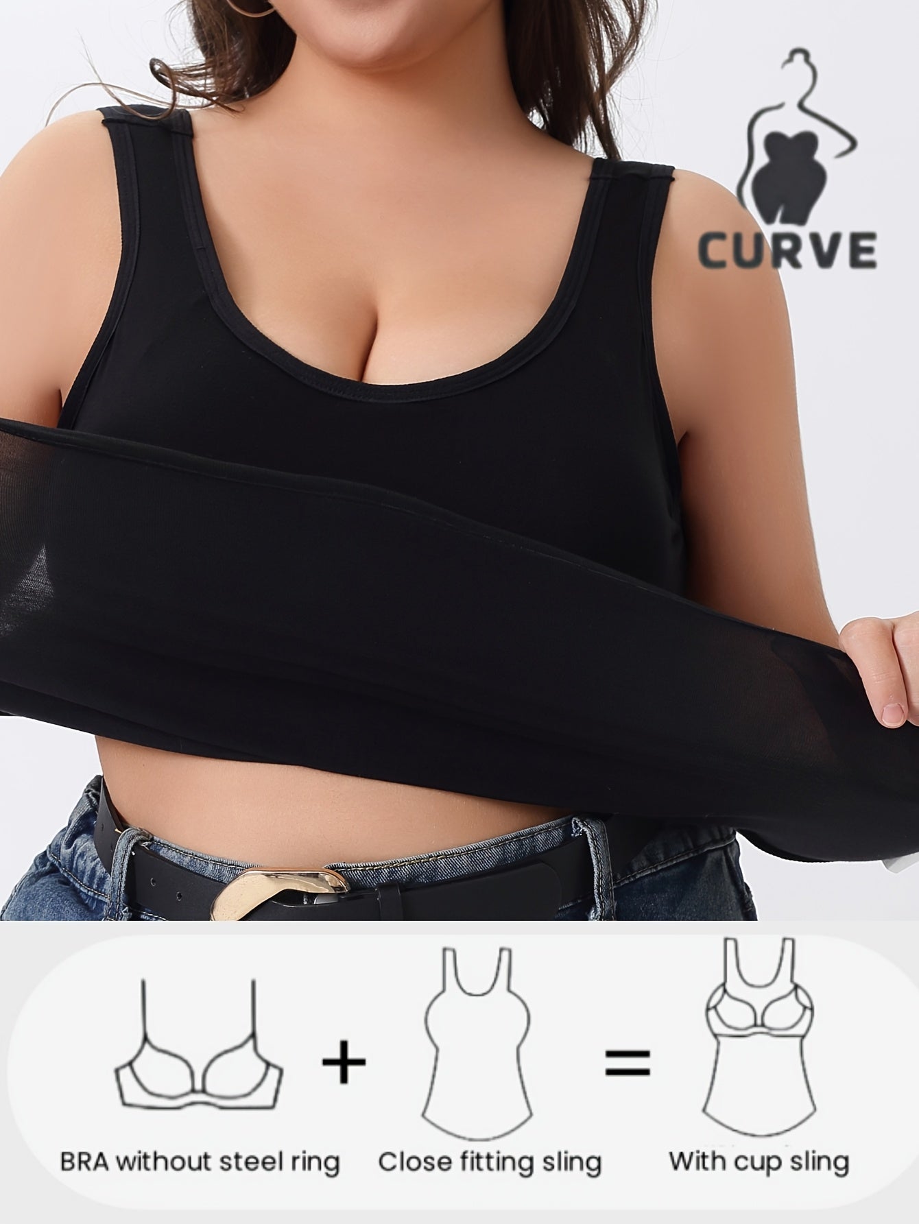 Plus Size Women's Underwear Set with Built-in Bra Pads for Daily or Sports Wear