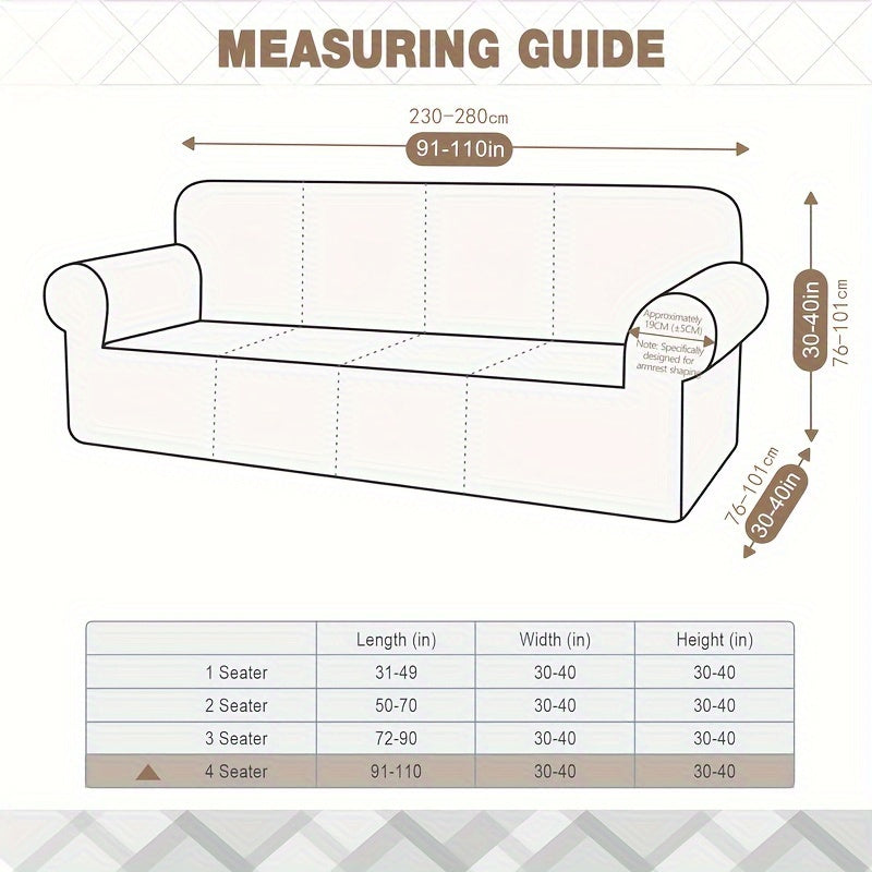 Thickened Jacquard Sofa Cover All-Elastic Bottom for 1-4 Seater Pet-Friendly