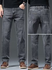 Men's Straight Leg Denim Pants with Pockets Cotton Blend Casual Outdoor Wear