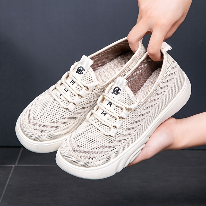 Women's Breathable Knitted Sneakers Lightweight Non-Slip Sole Casual Shoes