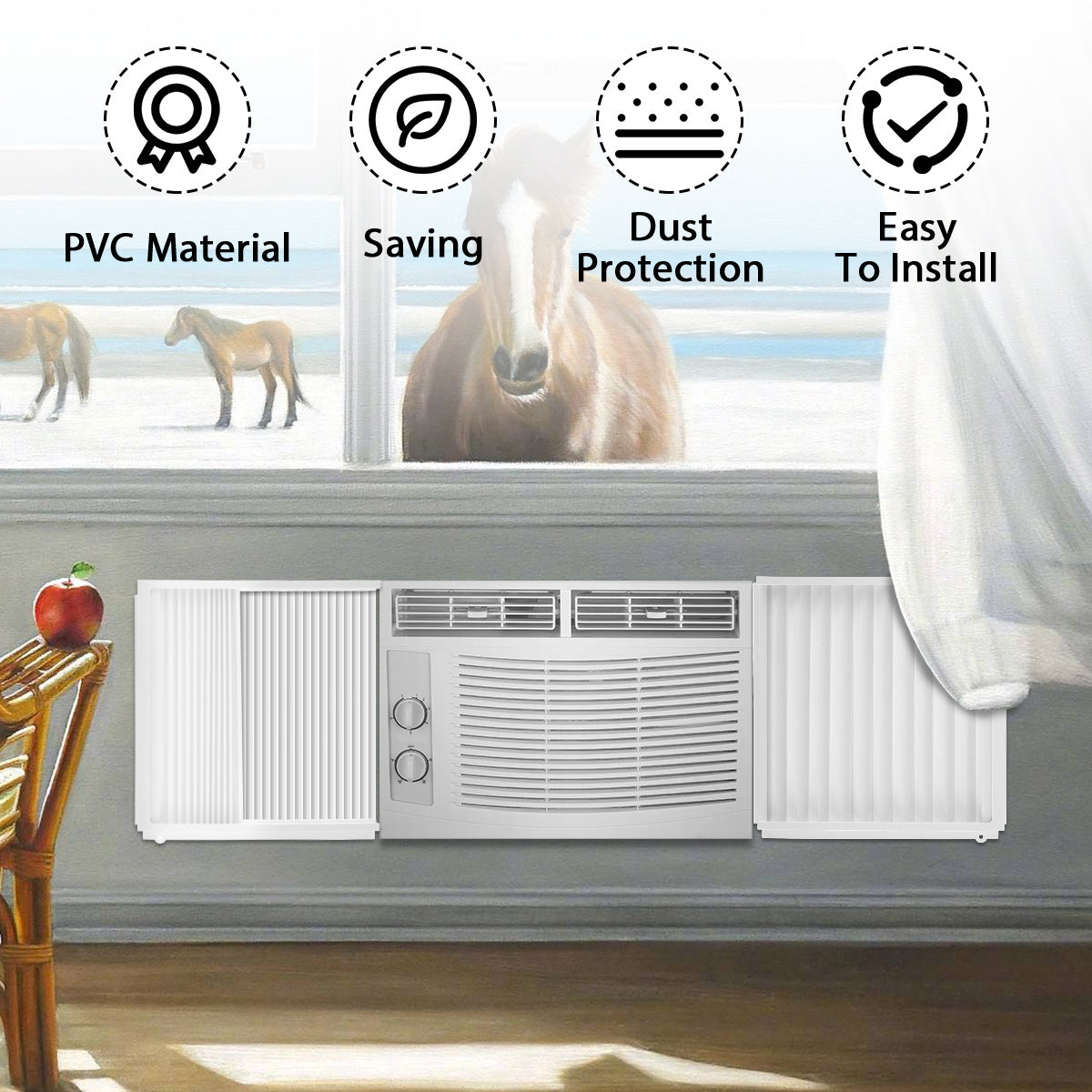 Adjustable Window Air Conditioner Side Panels Frame Kit Dust-Proof Insulation