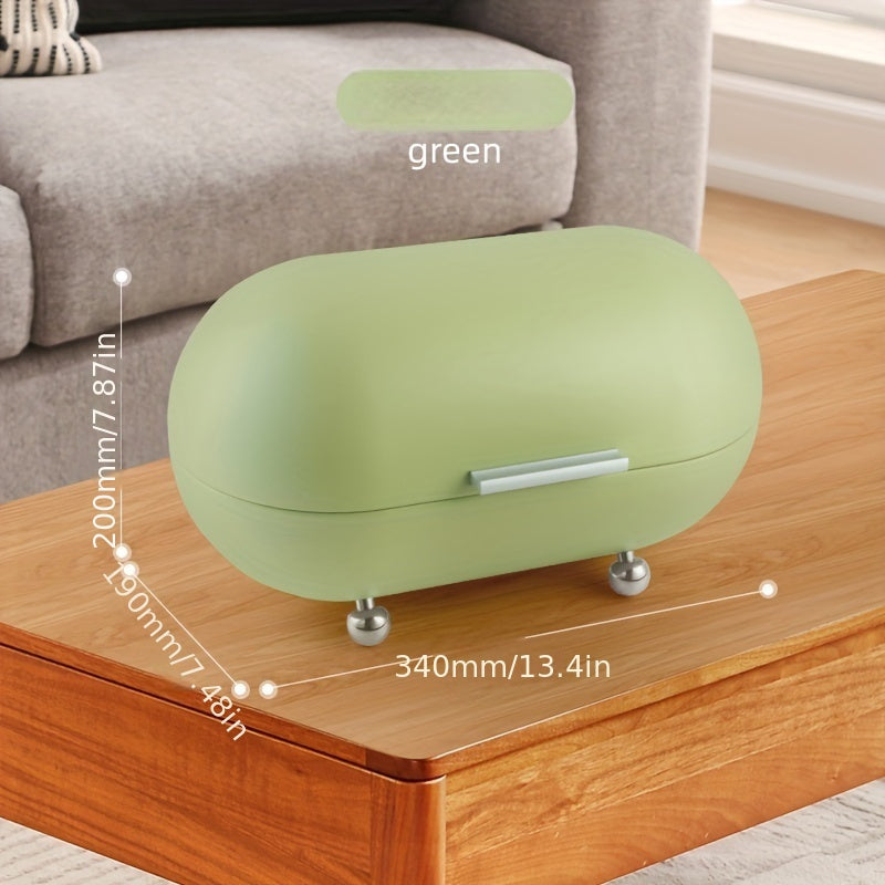 Oval Metal Storage Chest with Flip Top Closure White Non-Waterproof Multipurpose Container