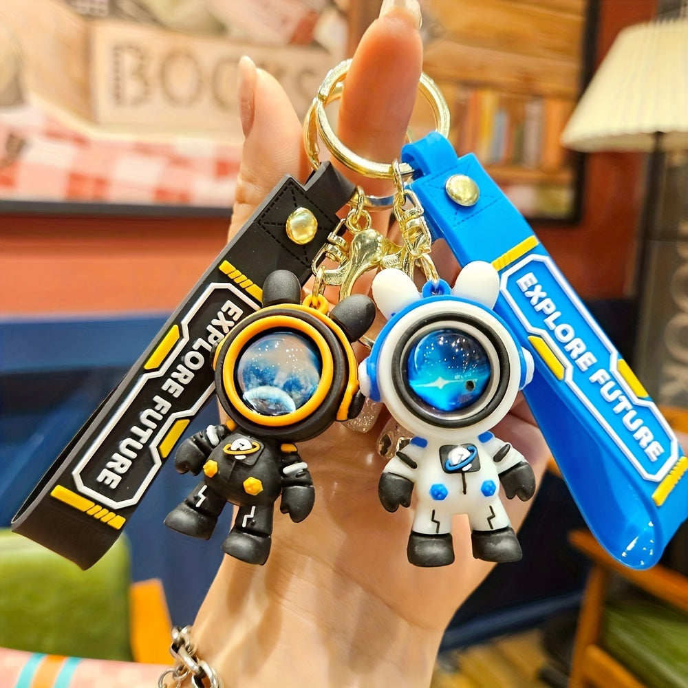 Set of 4 Star Rabbit Astronaut Keychains for Bags and Car Ornaments