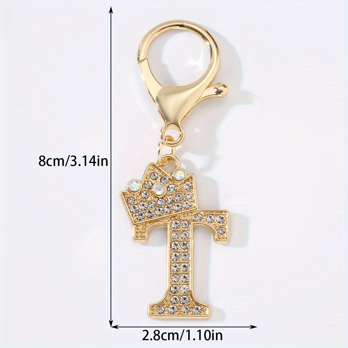 Men's Zinc Alloy Keychain with Artificial Diamond Crown and Letter Charms