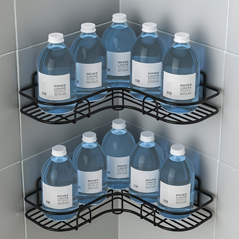 Wall-Mounted Metal Shower Caddy No-Drill Bathroom Kitchen Storage