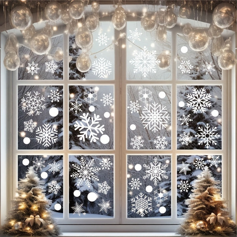 Bohemian Winter Holiday Decor Double-Sided Christmas Snowflake Window Stickers