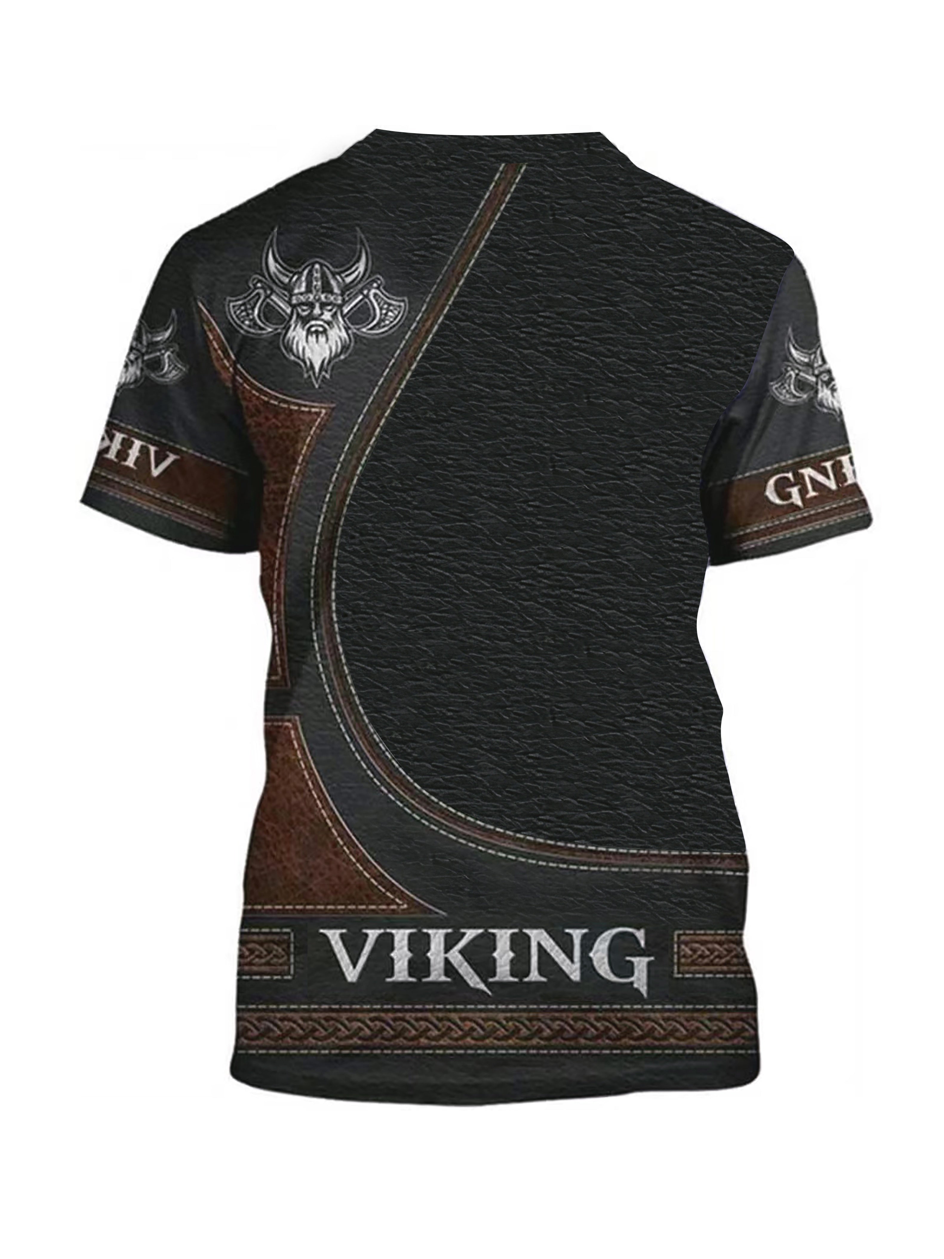 Мужская футболка с коротким рукавом, круглый вырез, винтажный пиратский викинг с крупным размером, принт