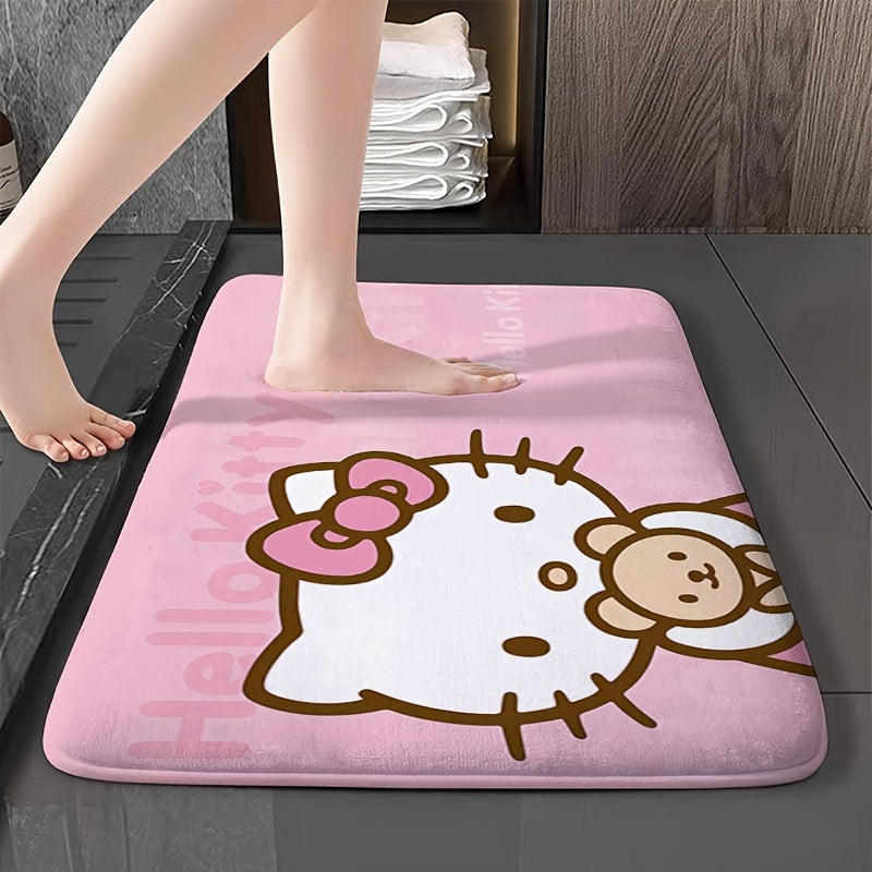 Cute Cartoon Door Mat Non-Slip Machine Washable Polyester Rug for Living Room Bedroom Bathroom