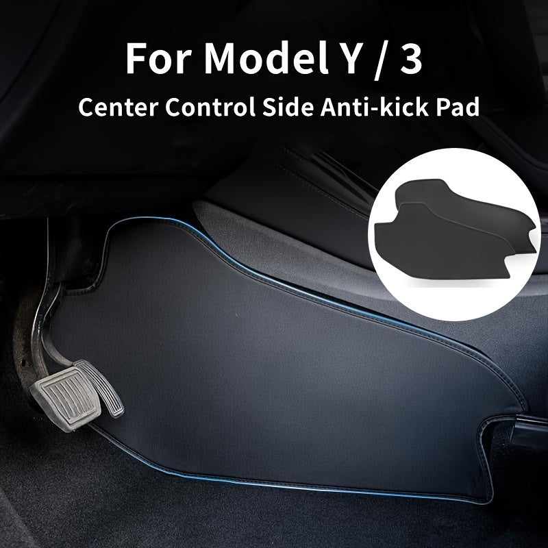 Car Interior Anti-Kick Pad PU Leather for Center Control Side Foot Mat Cover
