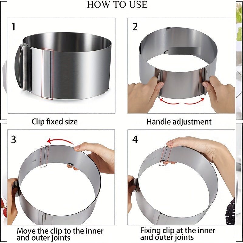 Набор из 5 форм для тортов из нержавеющей стали, регулируемые размеры, антипригарные круглые формы для выпечки