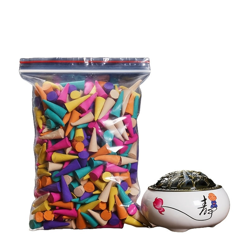 61-Piece Aromatherapy Incense Cones Set with Jasmine Rose Mint Lavender Sandalwood