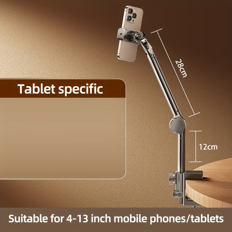 Gooseneck Phone and Tablet Stand Black Steel Adjustable Clamp Bed Desk Holder Compatible with iPhone iPad and Tablets