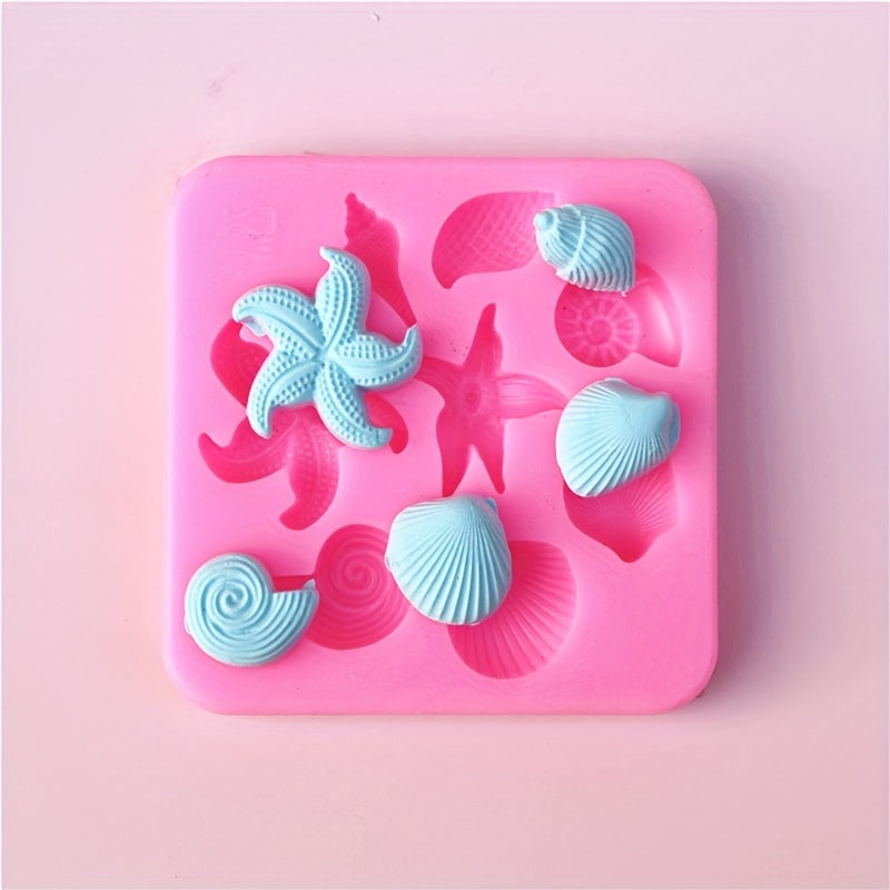 Juego de moldes de silicona para chocolate y fondant vida marina del océano estrellas de mar y conchas