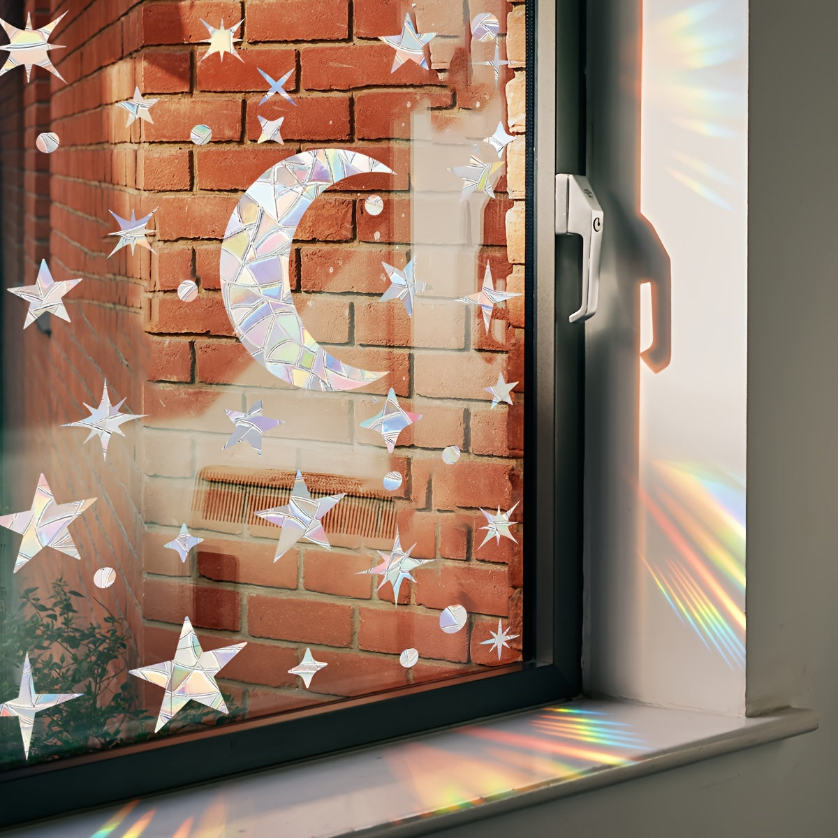 Set of 2 Ramadan Themed Anti-Collision Glass Stickers with 74 Moon Sun Star Bird Designs