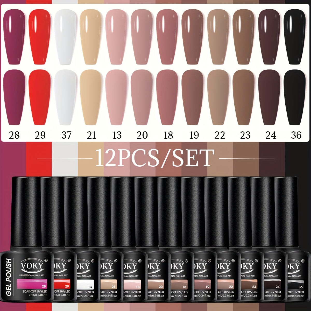 12 ta shisha gel lak uchun to'plam, kuz-qish, uzoq davom etadigan, yarim doimiy, shampanli, gipoallergik