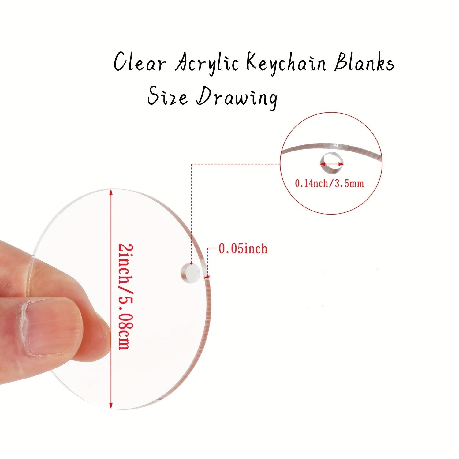 Akril kalitchaq uchun bo'sh joylar to'plami, dumaloq shaffof disklar, vinil bo'yash, hunarmandchilik va to'y dekoratsiyasi uchun teshiklar bilan