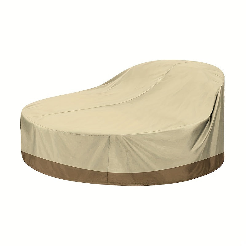 Round Beige Patio Daybed Cover Durable Polyester All-Weather Protection 223.52cm