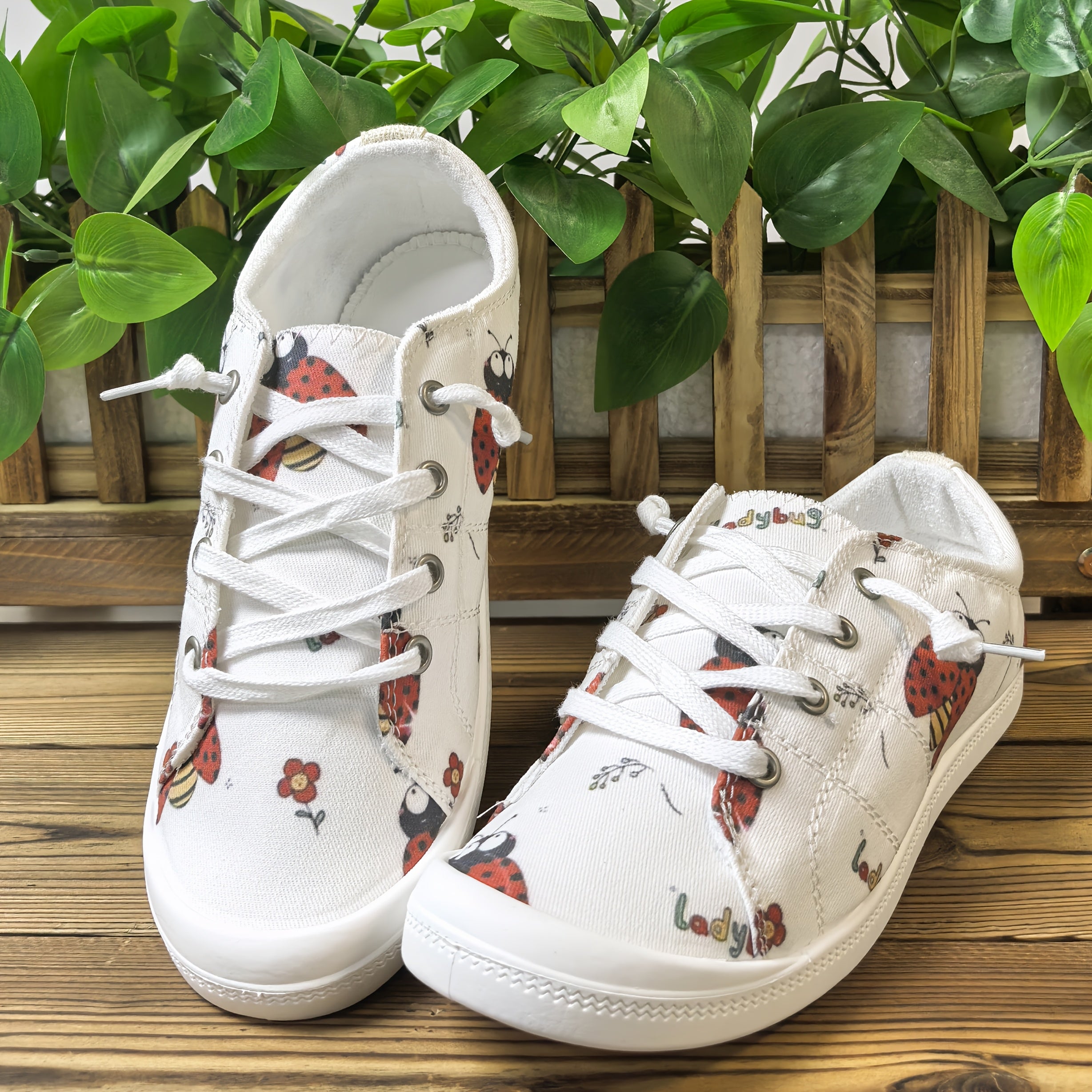 Women's Slip-On Sneakers with Floral Print, Lightweight Fabric, Comfortable Casual Shoes