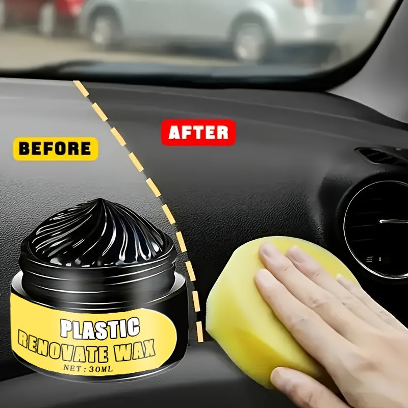 Kit de restauración para el interior del coche, tablero negro y cera brillante para vinilo y neumáticos