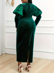 Women's Party Dress Polyester Knit Mid-Length Flared Sleeve Solid Color