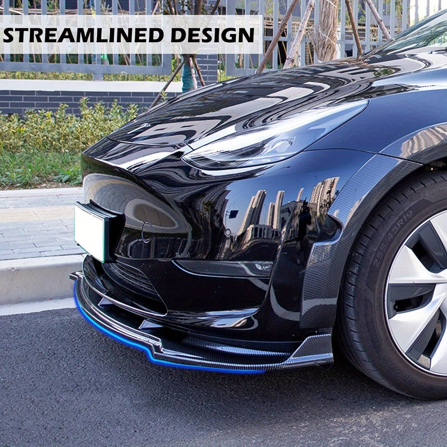 Front Bumper Lip Splitter Spoiler for Model Y Matte Black Compatible 2017-2024