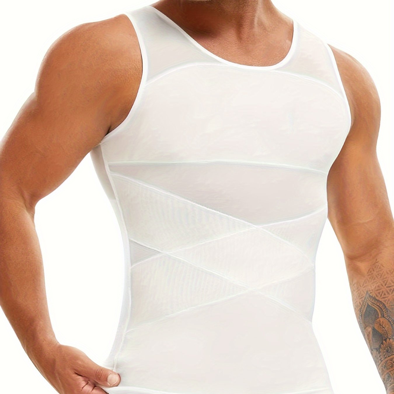 Men's Compression Tank Top Tummy Control Sleeveless Body Shaper Nylon Spandex