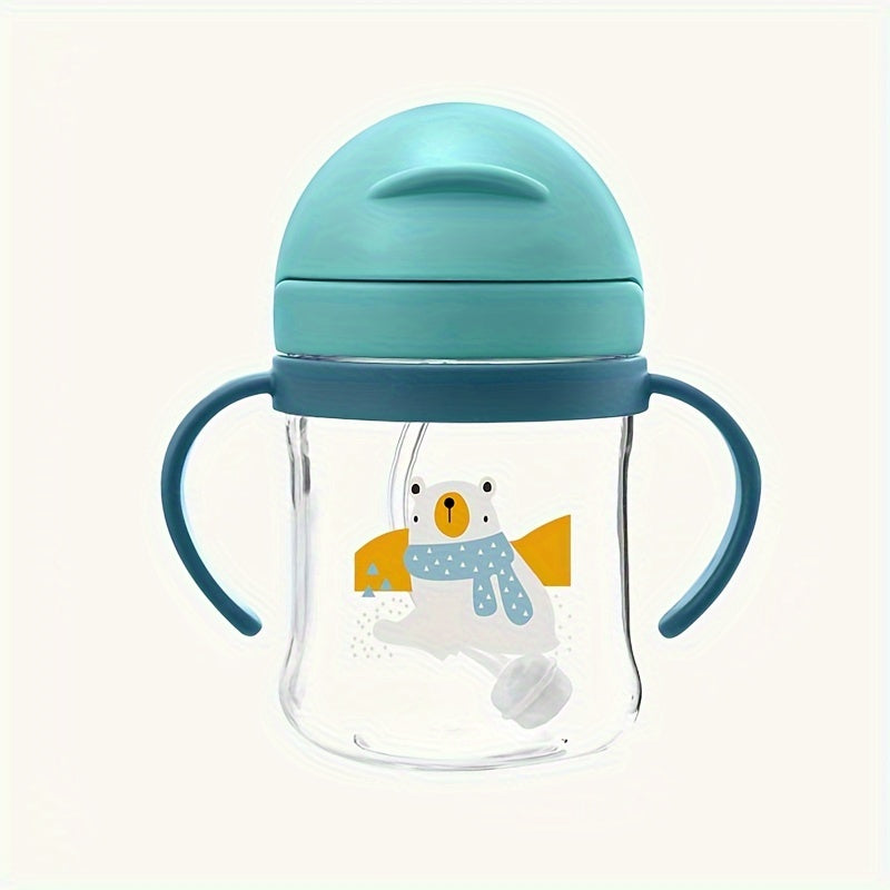 Kids 250ml Cartoon Print Leak-Proof Plastic Drinking Mug with Straw BPA-Free