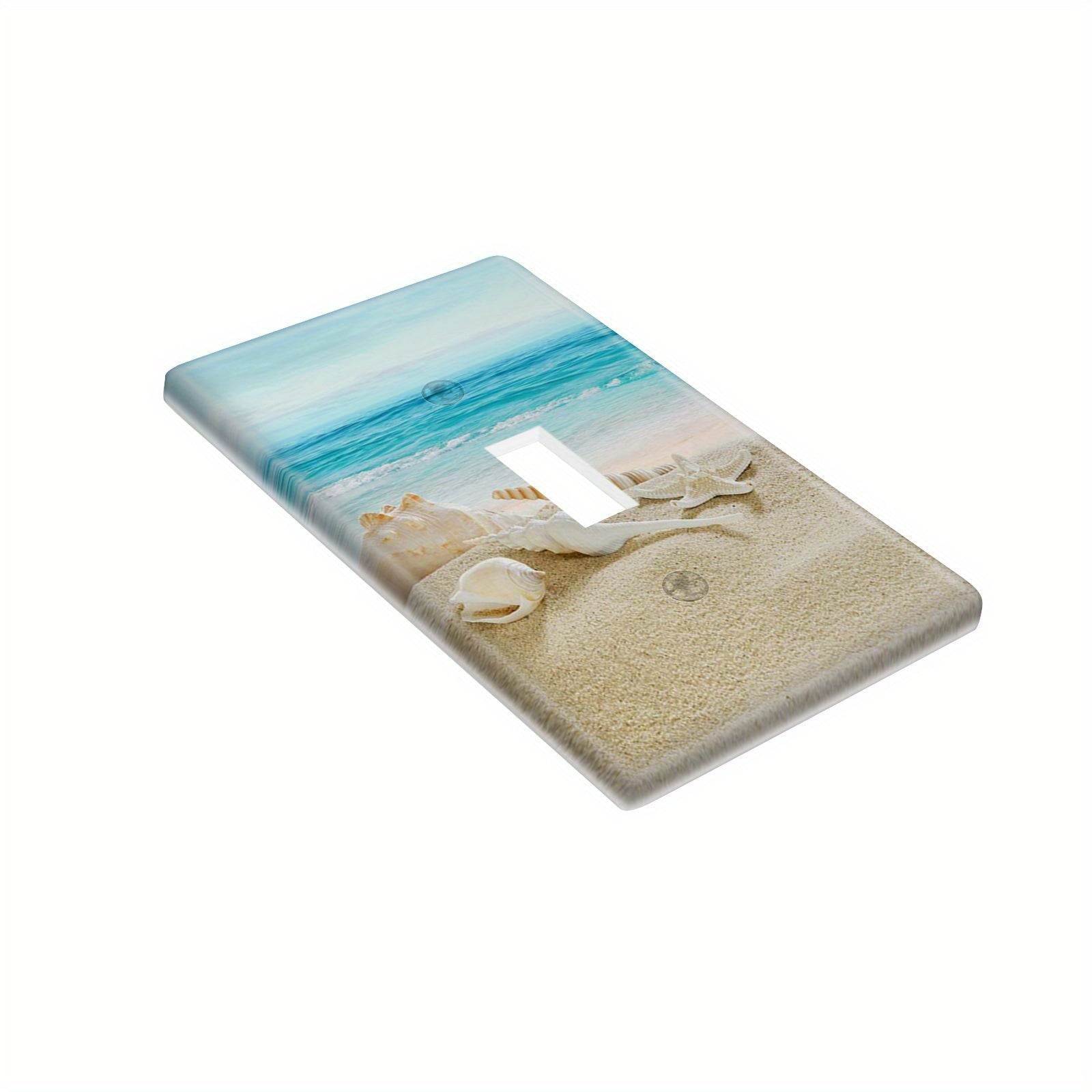 Unbreakable Conch Beach Printed Single Rocker Light Switch Cover Dual Hole Easy Twist Installation