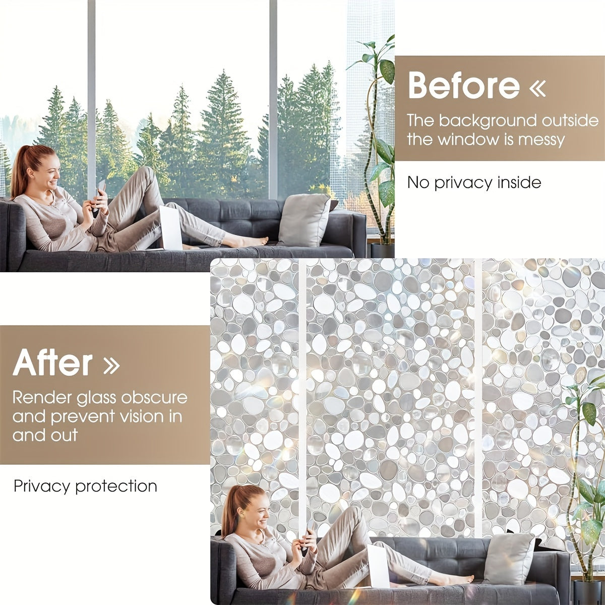 Electrostatic Glass Window Film Blackout Sunscreen Privacy Decor Thick PVC