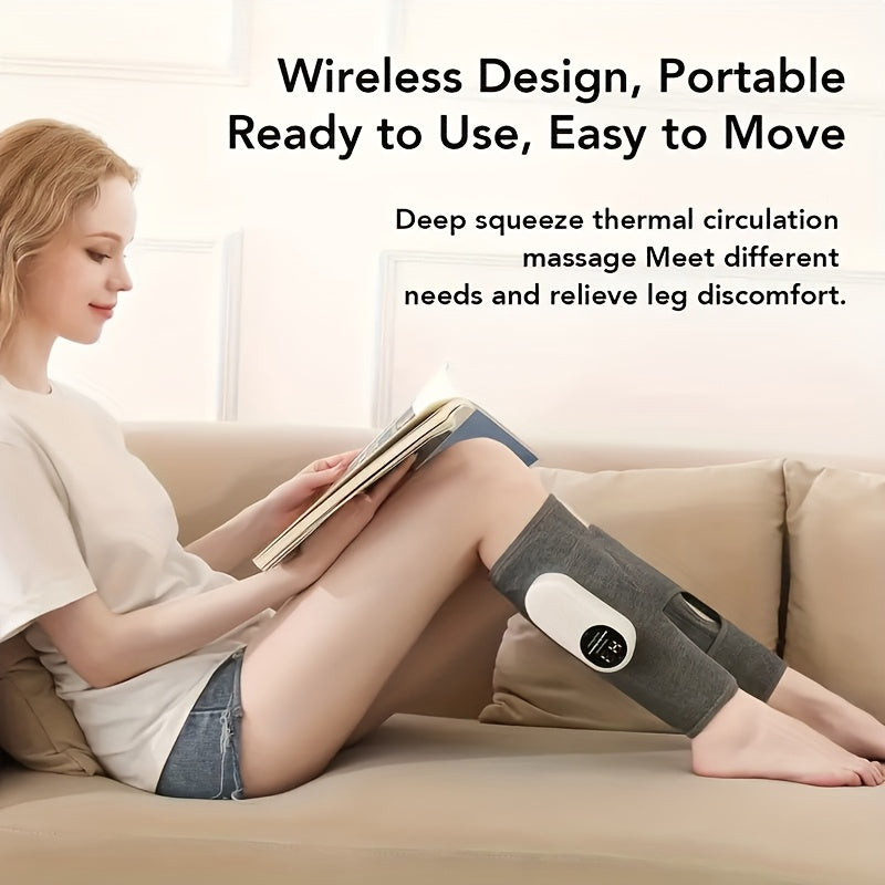 Cordless USB Rechargeable Air Compression Leg Massager with Heat and 3 Intensity Levels