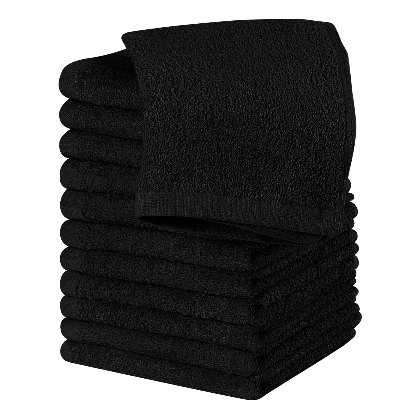 6/12 Pack Cotton Wash Cloths Square Soft Absorbent Towels Black 30.48cm