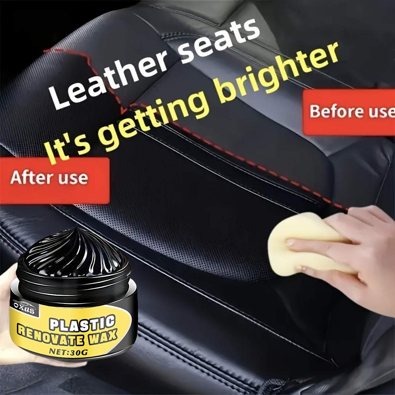 Cera de restauración de autos multiusos para partes plásticas, brillo de neumáticos, vehículos negros